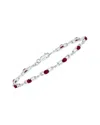 Gemstones Silver 1.61 Ct. Tw. Diamond & Ruby Bracelet
