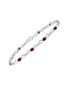 Gemstones Silver 1.61 Ct. Tw. Diamond & Ruby Bracelet In Multi