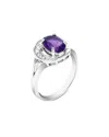 Gemstones Silver 1.70 Ct. Tw. Purple Amethyst Cz Ring In Blue