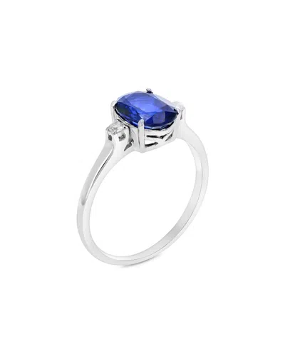 Gemstones Silver 1.75 Ct. Tw. Lab-grown Created Blue Sapphire Cz Ring In Metallic