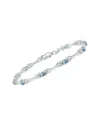 Gemstones Silver 1.86 Ct. Tw. Diamond & Aquamarine Bracelet