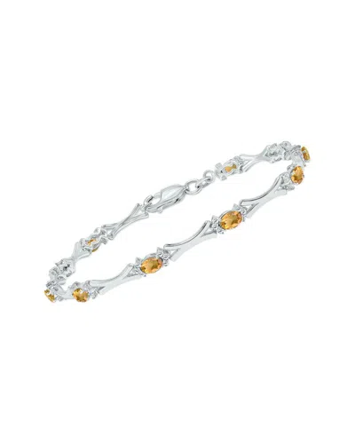 Gemstones Silver 1.86 Ct. Tw. Diamond & Citrine Bracelet