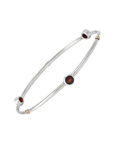 Gemstones Silver 1.86 Ct. Tw. Diamond & Garnet Bangle Bracelet