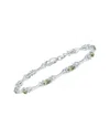 Gemstones Silver 1.86 Ct. Tw. Diamond & Green Amethyst Bracelet