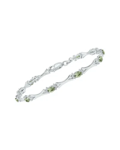 Gemstones Silver 1.86 Ct. Tw. Diamond & Green Amethyst Bracelet