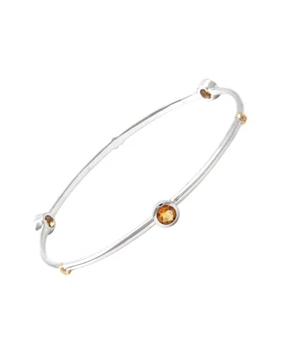 Gemstones Silver 1.91 Ct. Tw. Diamond & Citrine Bangle Bracelet In Metallic