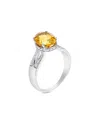 Gemstones Silver 2.00 Ct. Tw. Citrine Ring In Metallic
