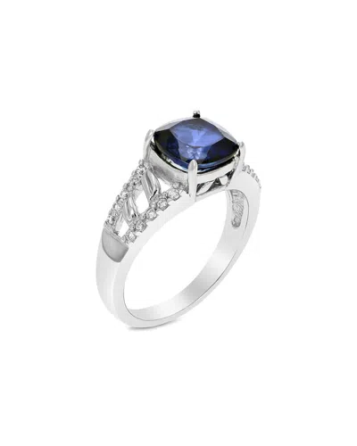 Gemstones Silver 2.10 Ct. Tw. Lab-grown Created Blue Sapphire Cz Ring In Metallic