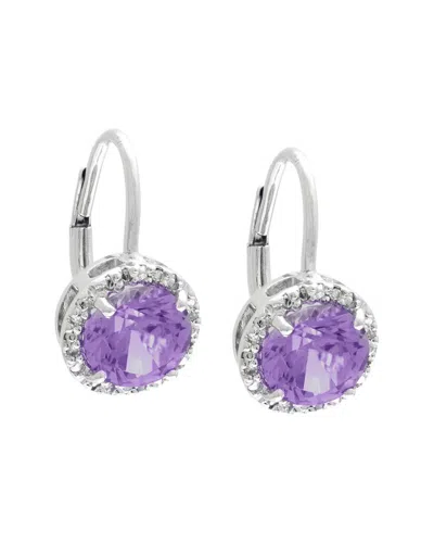 GEMSTONES SILVER 2.62 CT. TW. DIAMOND & AMETHYST EARRINGS