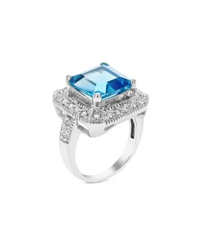 Gemstones Silver 2.90 Ct. Tw. Blue Topaz Cz Ring In Metallic