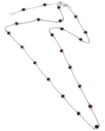 Gemstones Silver 3.05 Ct. Tw. Diamond & Garnet Necklace