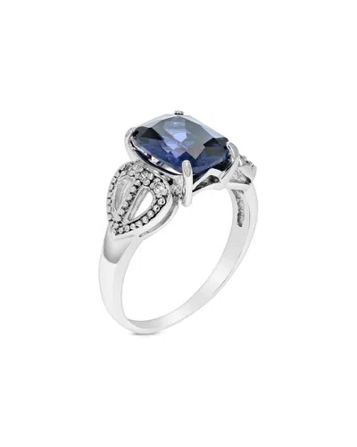 Gemstones Silver 3.20 Ct. Tw. Lab-grown Created Blue Sapphire Cz Ring In Metallic