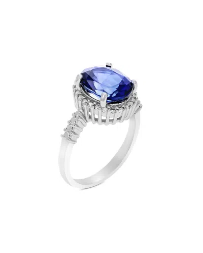 Gemstones Silver 3.65 Ct. Tw. Lab-grown Created Blue Sapphire Cz Ring In Metallic