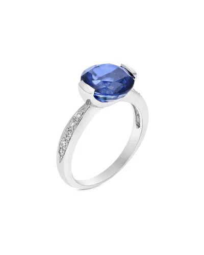 Gemstones Silver 3.85 Ct. Tw. Lab-grown Created Blue Sapphire Cz Ring In Metallic