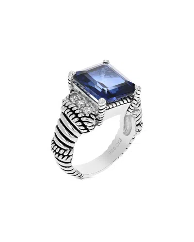 Gemstones Silver 6.00 Ct. Tw. Lab-grown Created Blue Sapphire Cz Ring