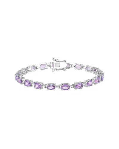 Gemstones Silver 7.74 Ct. Tw. Amethyst Tennis Bracelet In Purple