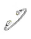 Gemstones Silver & Stainless Steel 1.84 Ct. Tw. Diamond & Lemon Quartz Bangle Bracelet