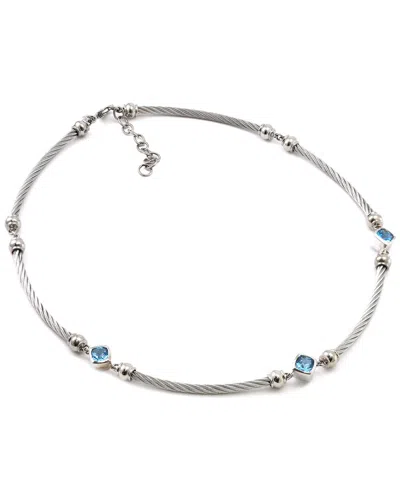 Gemstones Silver & Steel 2.34 Ct. Tw. Diamond & Amethyst Necklace