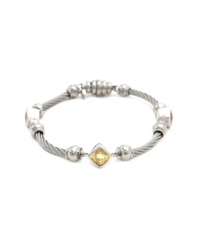 Gemstones Silver & Steel 2.75 Ct. Tw. Diamond & Citrine Bracelet