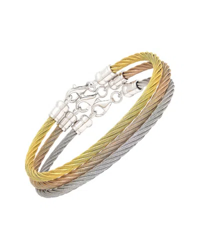 Gemstones Silver Bangle Set In Gold