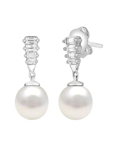 Gemstones Silver Pearl & 7mm Pearl Drop Earrings In White