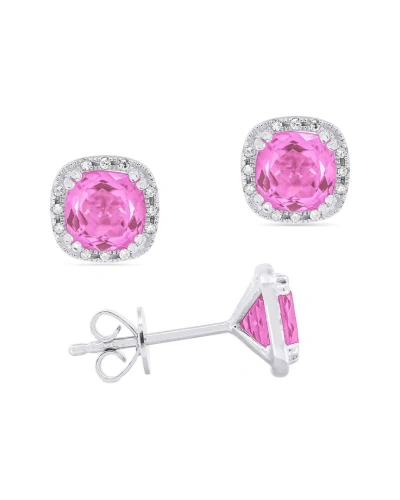 Gemstones Sselects Essentials 14k 0.06 Ct. Tw. Diamond & Pink Sapphire Earrings