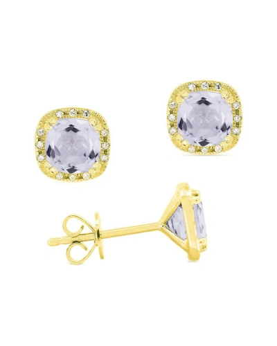Gemstones Sselects Essentials 14k 0.06 Ct. Tw. Diamond & Topaz Earrings In Gold