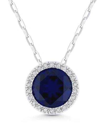 Gemstones Sselects Essentials 14k 1.36 Ct. Tw. Diamond & Sapphire Necklace In Metallic