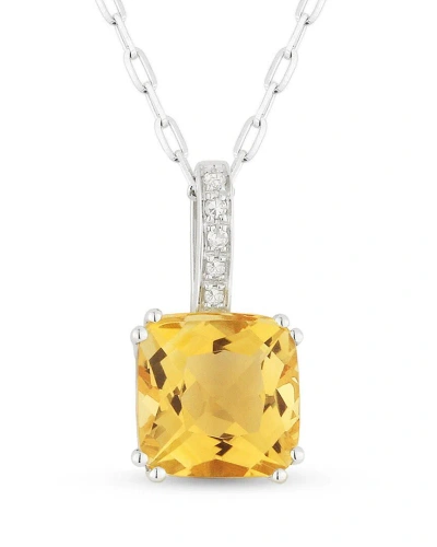 Gemstones Sselects Essentials 14k 1.44 Ct. Tw. Diamond & Citrine Necklace In Gold