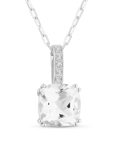 Gemstones Sselects Essentials 14k 1.44 Ct. Tw. Diamond & Topaz Necklace In Metallic