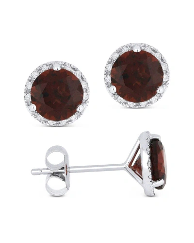 Gemstones Sselects Essentials 14k 1.69 Ct. Tw. Diamond & Garnet Earrings In Brown