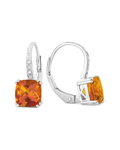 Gemstones Sselects Essentials 14k 1.88 Ct. Tw. Diamond & Padparadscha Earrings In Metallic