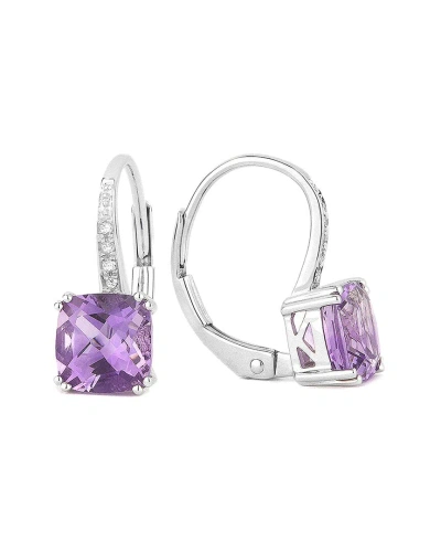 Gemstones Sselects Essentials 14k 1.89 Ct. Tw. Diamond & Amethyst Earrings In Metallic