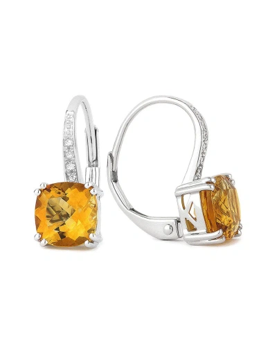 Gemstones Sselects Essentials 14k 1.89 Ct. Tw. Diamond & Citrine Earrings In Metallic