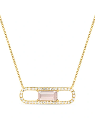 Gemstones Sselects Essentials 14k Rose Gold 0.59 Ct. Tw. Diamond & Morganite Necklace