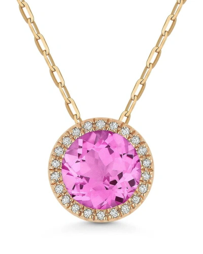 Gemstones Sselects Essentials 14k Rose Gold 1.36 Ct. Tw. Diamond & Pink Sapphire Necklace