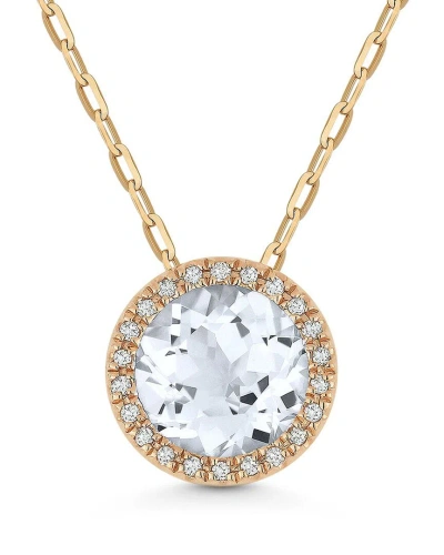 Gemstones Sselects Essentials 14k Rose Gold 1.36 Ct. Tw. Diamond & Topaz Necklace