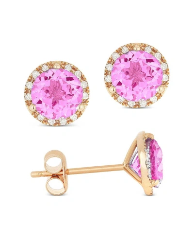 Gemstones Sselects Essentials 14k Rose Gold 1.69 Ct. Tw. Diamond & Pink Sapphire Earrings