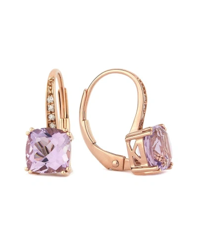 Gemstones Sselects Essentials 14k Rose Gold 1.89 Ct. Tw. Diamond & Pink Amethyst Earrings