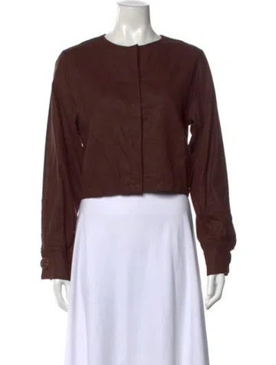 Pre-owned Gemsun Linen Crew Neck Top W/ Tags In Brown
