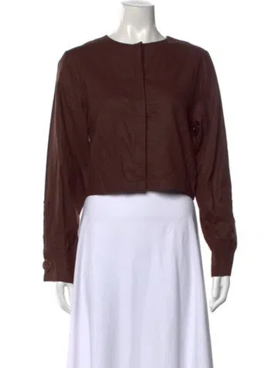 Pre-owned Gemsun Linen Crew Neck Top W/ Tags In Brown