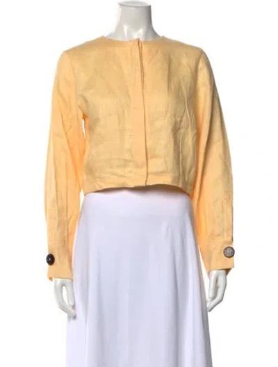 Pre-owned Gemsun Linen Crew Neck Top W/ Tags In Yellow