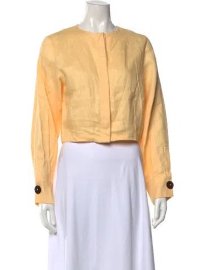 Pre-owned Gemsun Linen Crew Neck Top W/ Tags In Yellow