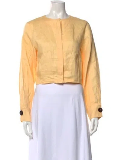 Pre-owned Gemsun Linen Long Sleeve Top W/ Tags In Yellow