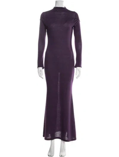 Pre-owned Gemsun Mock Neck Long Dress W/ Tags In Purple