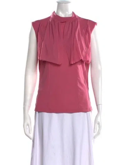 Pre-owned Gemsun Mock Neck Sleeveless Top In Pink