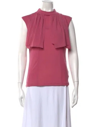Pre-owned Gemsun Mock Neck Sleeveless Top In Pink