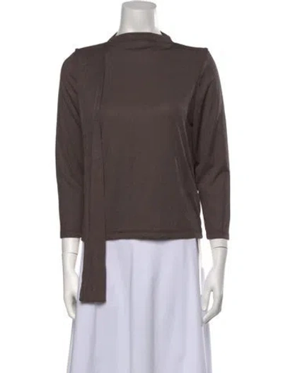 Pre-owned Gemsun Mock Neck Three-quarter Sleeve Top W/ Tags In Brown