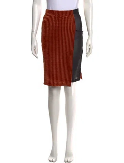 Pre-owned Gemsun Patterned Midi Length Skirt In Orange