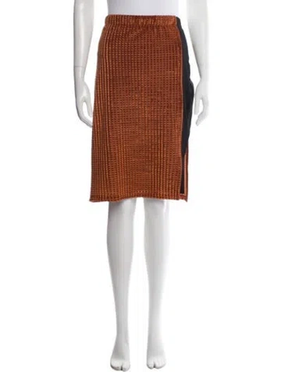 Pre-owned Gemsun Patterned Midi Length Skirt In Orange